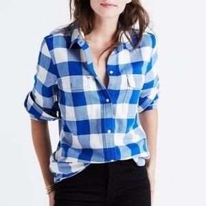 Madewell Classic Ex-Boyfriend Button Down Plaid Long Sleeve Shirt Size S